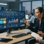 Gráfico digital mostrando análise de dados e comparação de marcas em respostas de inteligências artificiais diversas, evidenc