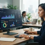 Interface de plataforma digital exibindo gráficos e dados analíticos sobre menções de marca em diversas inteligências artific